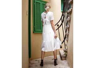 Daphnea Paris Φόρεμα Midi Κοντομάνικο Λευκό - If You Never Tie