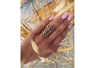 Δαχτυλίδι Με Δίχρωμες Λεπτομέρειες Ασημί - By Lan