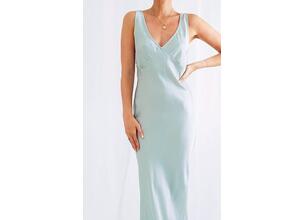 Pretty Lavish Φόρεμα Maxi Σατέν Φυστικί - Aquamarine