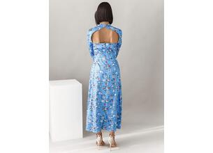 Glamorous Φόρεμα Midi Σατέν Floral Γαλάζιο - Oxygen