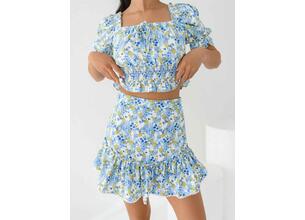 Glamorous Φούστα Mini Με Βολάν Floral Μπλε - Alicante