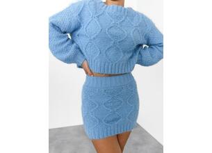 Glamorous Πλεκτή Φούστα Mini Γαλάζια - Maento