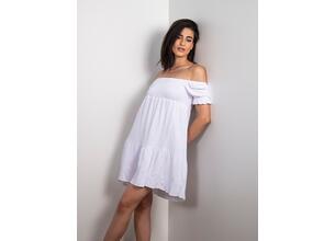 Φόρεμα Κοντομάνικο Με Σφηκοφωλιά Λευκό - Mezzano
