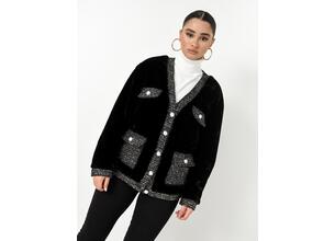 Jacket Γούνινο Με Ασημί Λεπτομέρειες Μαύρο - Samnia