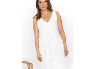 ONLY Φόρεμα Midi Με Βολάν Λευκό - The Lotus