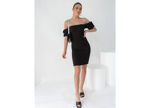 ONLY Φόρεμα Off-Shoulder Σφηκοφωλιά Μαύρο - Nidos