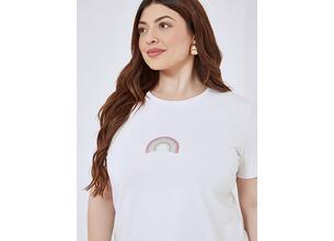 T-shirt με strass ουράνιο τόξο SM7616.4532+1