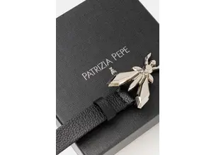 Δερμάτινη ζώνη Patrizia Pepe χρώμα: μαύρο, 8W0016 L001