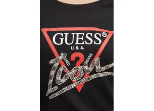 Βαμβακερή μπλούζα με μακριά μανίκια Guess χρώμα: μαύρο, W4BI21 I3Z14