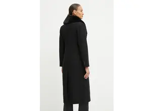 Μάλλινο παλτό MICHAEL Michael Kors χρώμα: μαύρο, 77B6781M12