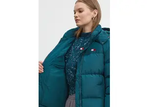 Μπουφάν με επένδυση από πούπουλα Tommy Jeans χρώμα: πράσινο, DW0DW18610