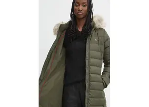 Μπουφάν με επένδυση από πούπουλα Tommy Jeans χρώμα: πράσινο, DW0DW18864