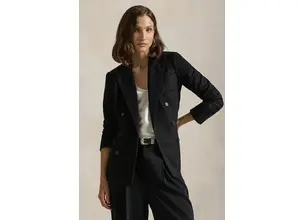 Μπλέιζερ με μίγμα μαλλιού Polo Ralph Lauren χρώμα: μαύρο, 211947956