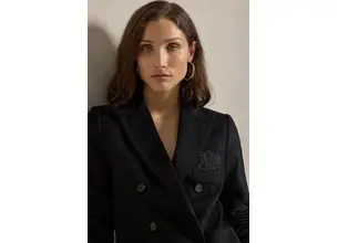 Μπλέιζερ με μίγμα μαλλιού Polo Ralph Lauren χρώμα: μαύρο, 211947956
