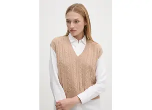 Μάλλινο γιλέκο United Colors of Benetton χρώμα: μπεζ, 1244D4023