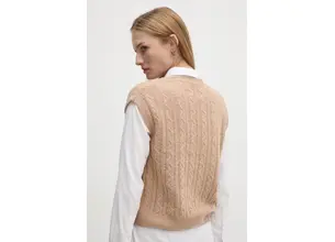Μάλλινο γιλέκο United Colors of Benetton χρώμα: μπεζ, 1244D4023