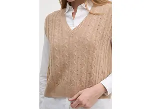 Μάλλινο γιλέκο United Colors of Benetton χρώμα: μπεζ, 1244D4023