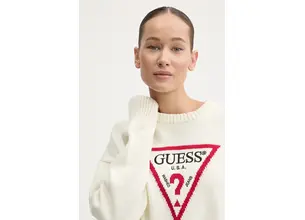 Βαμβακερό πουλόβερ Guess Jeans χρώμα: μπεζ, W4BR12 Z3HM1