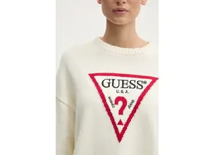 Βαμβακερό πουλόβερ Guess Jeans χρώμα: μπεζ, W4BR12 Z3HM1