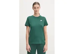 Βαμβακερό μπλουζάκι New Balance γυναικείο, χρώμα: πράσινο, WT41509NWG