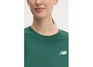 Βαμβακερό μπλουζάκι New Balance γυναικείο, χρώμα: πράσινο, WT41509NWG
