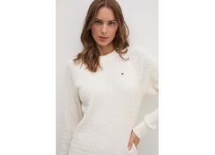 Βαμβακερό πουλόβερ Tommy Hilfiger χρώμα: μπεζ, WW0WW41142