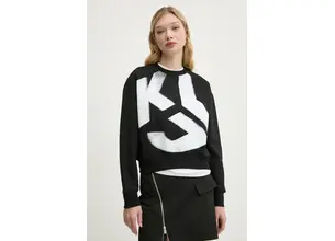 Βαμβακερή μπλούζα Karl Lagerfeld Jeans γυναικεία, χρώμα: μαύρο, A1W20022