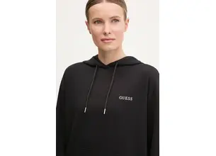 Μπλούζα Guess GELSEY χρώμα: μαύρο, με κουκούλα, V5RQ18 KCOB2