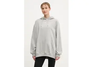 Βαμβακερή μπλούζα adidas Originals Essential γυναικεία, χρώμα: γκρι, με κουκούλα, IY9616