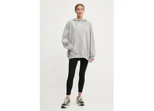 Βαμβακερή μπλούζα adidas Originals Essential γυναικεία, χρώμα: γκρι, με κουκούλα, IY9616