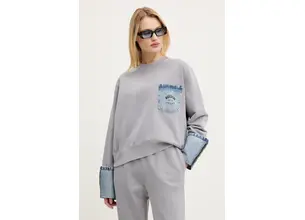 Βαμβακερή μπλούζα Moschino Jeans γυναικεία, χρώμα: γκρι, 1709 3228