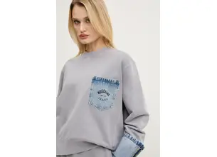Βαμβακερή μπλούζα Moschino Jeans γυναικεία, χρώμα: γκρι, 1709 3228