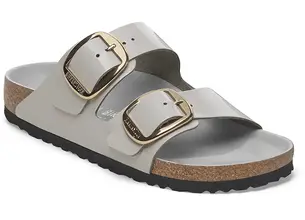 Δερμάτινες παντόφλες Birkenstock Arizona Big Buckle γυναικείες, χρώμα: γκρι, 1029346