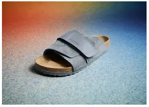 Δερμάτινες παντόφλες Birkenstock Kyoto γυναικείες, χρώμα: γκρι, 1029157