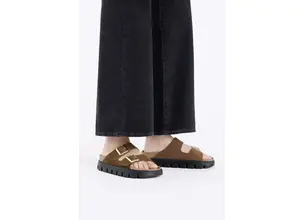 Παντόφλες σουέτ Birkenstock Arizona Chunky Birkenstock x Papillio γυναικείες, χρώμα: καφέ, 1028389