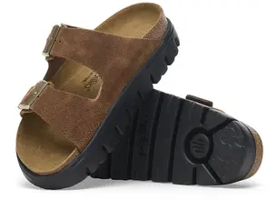 Παντόφλες σουέτ Birkenstock Arizona Chunky Birkenstock x Papillio γυναικείες, χρώμα: καφέ, 1028389