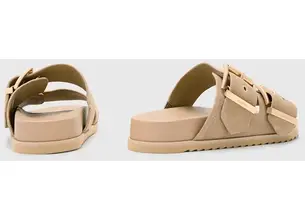 Παντόφλες σουέτ AllSaints Sian Sandal γυναικείες, χρώμα: μπεζ, W035FC