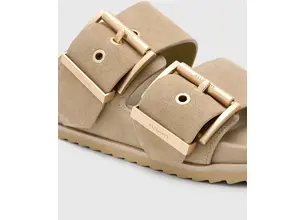 Παντόφλες σουέτ AllSaints Sian Sandal γυναικείες, χρώμα: μπεζ, W035FC