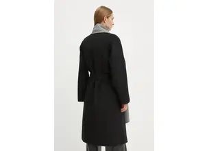 Μάλλινο παλτό διπλής όψης Karl Lagerfeld χρώμα: μαύρο, A1W15018