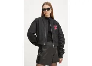 Μπουφάν bomber Karl Lagerfeld γυναικείο, χρώμα: μαύρο, A1W14039