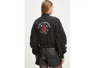 Μπουφάν bomber Karl Lagerfeld γυναικείο, χρώμα: μαύρο, A1W14039