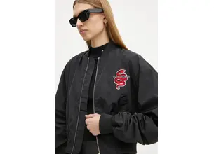 Μπουφάν bomber Karl Lagerfeld γυναικείο, χρώμα: μαύρο, A1W14039