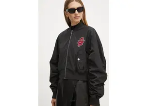 Μπουφάν bomber Karl Lagerfeld γυναικείο, χρώμα: μαύρο, A1W14039