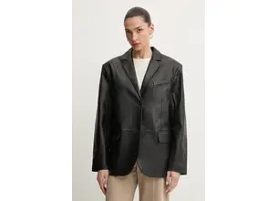 Δερμάτινο σακάκι MICHAEL Michael Kors χρώμα: μαύρο, MF41098FAF