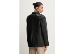 Δερμάτινο σακάκι MICHAEL Michael Kors χρώμα: μαύρο, MF41098FAF