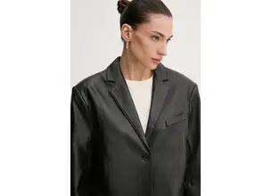 Δερμάτινο σακάκι MICHAEL Michael Kors χρώμα: μαύρο, MF41098FAF