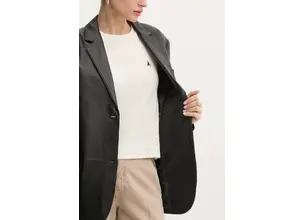 Δερμάτινο σακάκι MICHAEL Michael Kors χρώμα: μαύρο, MF41098FAF