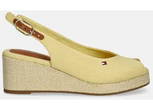 Σανδάλια Tommy Hilfiger FLAG MID WEDGE ESPAD SLINGBACK χρώμα: κίτρινο, FW0FW08595