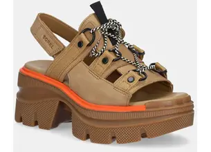 Σανδάλια nubuck Sorel REIN CB LACE PLATFORM HE χρώμα: μπεζ, 2113101263
