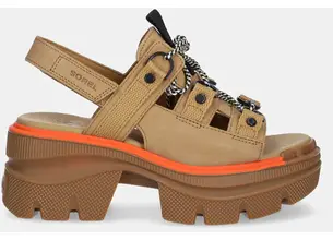 Σανδάλια nubuck Sorel REIN CB LACE PLATFORM HE χρώμα: μπεζ, 2113101263